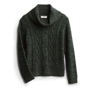 Pinque Cowl Neck Cable Knit Pullover Sweater
